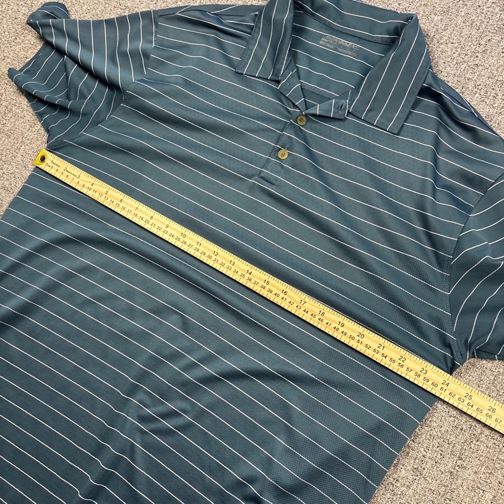 Nike Polo Shirt Mens XL Blue Green  Golf Victory Pinstripe Short Sleeve - Picture 8 of 9